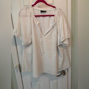 Lane Bryant Cream Eyelet Blouse